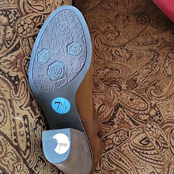 Short Brown Suede Boots with side slits Sz 7.5 - Picture 3 of 4